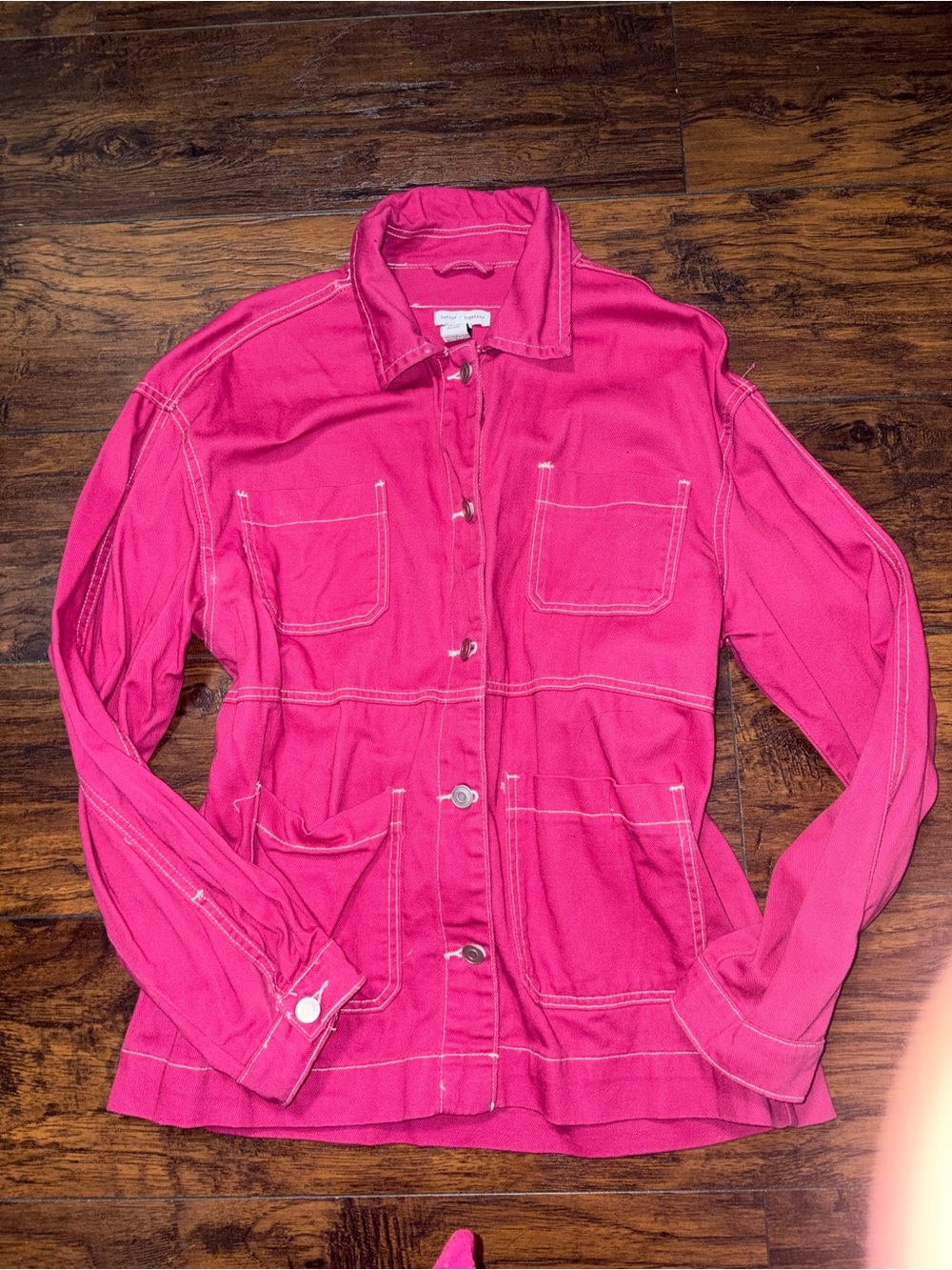 Women's Hot Pink Button-Front Jean Jacket
